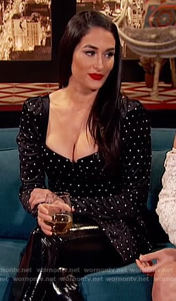 Nikki Bella's black embellished top on Busy Tonight