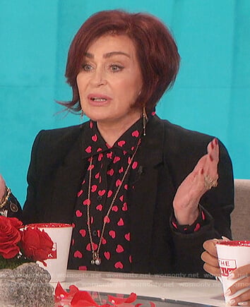 Sharon's black heart print blouse on The Talk