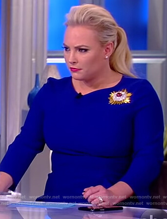 Meghan's blue side ruffle dress on The View