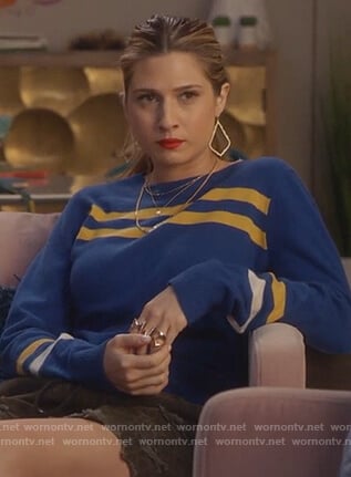 Nomi's blue striped sweater on Grown-ish