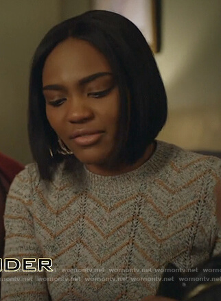 Jennifer's zig-zag sweater on Black Lightning