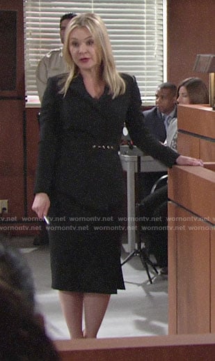 Brittany's black belted peplum jacket on The Young and the Restless