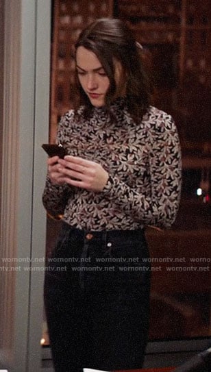 Cara's floral turtleneck on God Friended Me
