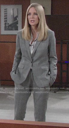 Christine's grey checked suit on The Young and the Restless
