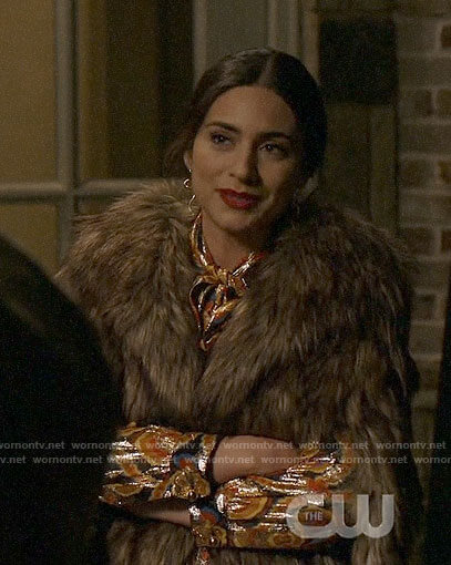 Cristal's faux fur cape jacket on Dynasty