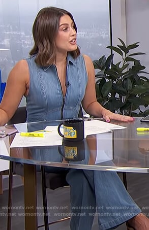 Carissa's sleeveless denim jumpsuit on E! News Daily Pop