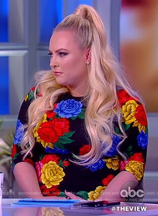 Meghan's black floral print dress on The View