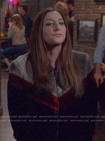 Gina's fur colorblock jacket on Brooklyn Nine-Nine