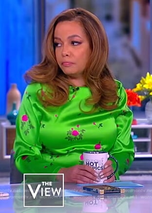 Sunny's green floral satin dress on The View