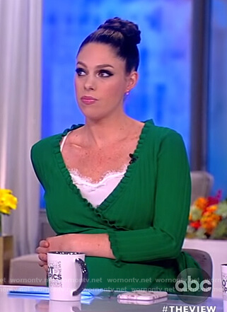 Abby's green ribbed wrap dress on The View