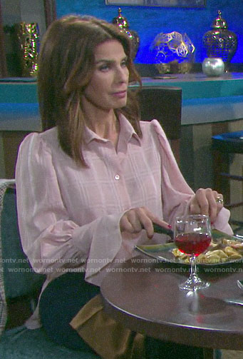 Hope's pink checked blouse on Days of our Lives