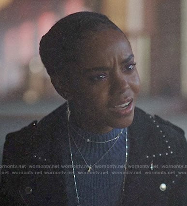 Josie's studded moto jacket on Riverdale