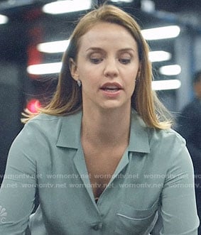 Kate's green silk shirt on The Enemy Within