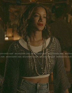 Maria's crochet crop top and star jeans on Roswell New Mexico