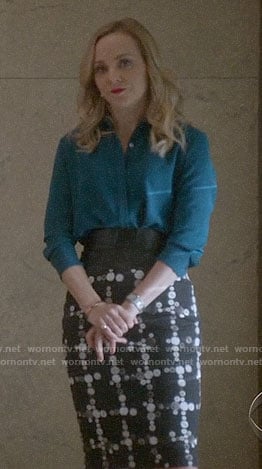 Marissa's black and white printed skirt on Bull