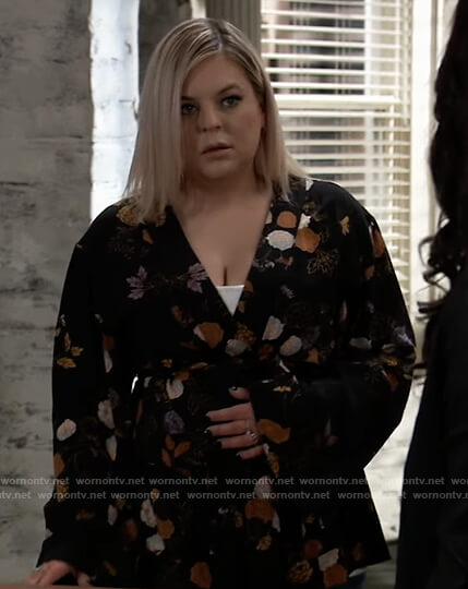 Maxie's black floral wrap jacket on General Hospital