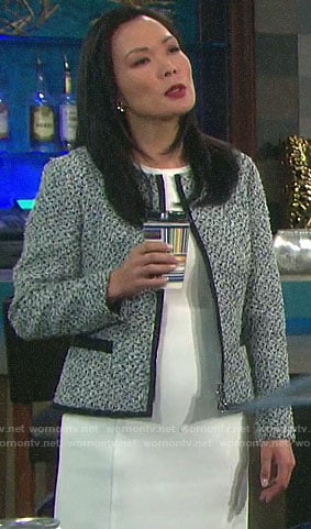 Melinda's tweed jacket on Days of our Lives