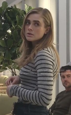 Michaela's grey striped long sleeve top on Manifest