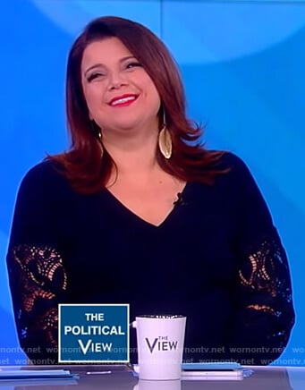 Ana's blue lace sleeve top on The View