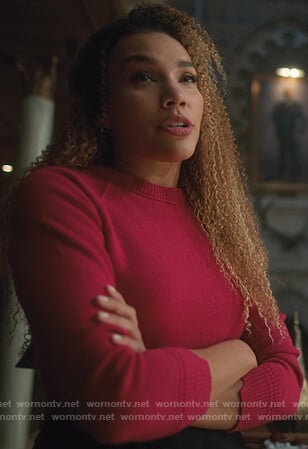 Allison's pink cropped sweater on The Umbrella Academy