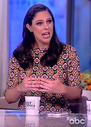 Abby's geometric floral print dress on The View