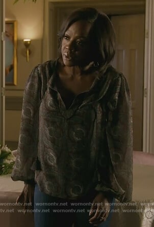 Annalise's sheer paisley print blouse on How to Get Away with Murder