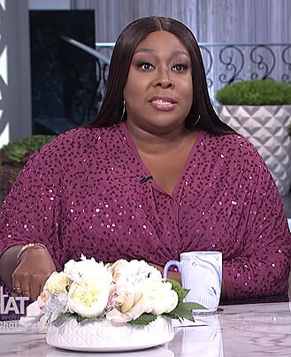 Loni's purple sequin embellished twisted dress on The Real
