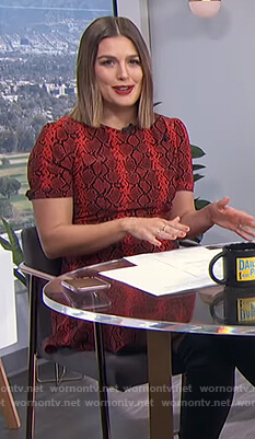 Carissa's red snake print dress on E! News Daily Pop