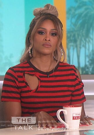 Eve's red striped cutouts tee on The Talk