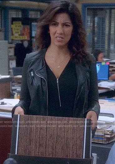 Rosa's black zip front top on Brooklyn Nine-Nine