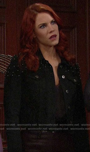 Sally's black studded denim jacket on The Bold and the Beautiful