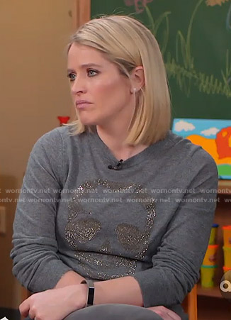 Sara's grey skull sweater on GMA Strahan And Sara