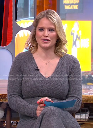 Sara's grey v-neck sweater dress on GMA Strahan and Sara