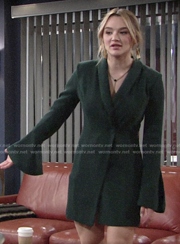 Summer's green bell-sleeve dress on The Young and the Restless