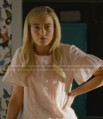 Terra's pink floral lace inset top on Dirty John