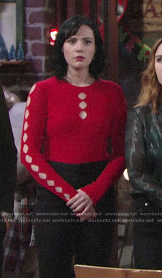 Tessa's red cutout top on The Young and the Restless