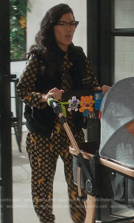 Doris's tiger print blouse and pants on American Housewife