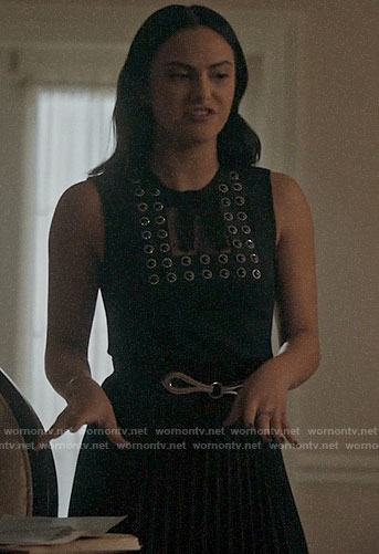 Veronica's black embellished top on Riverdale