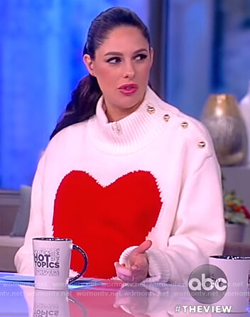 Abby's white heart sweater with shoulder buttons on The View