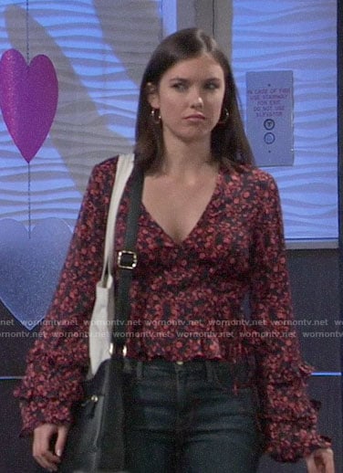 Willow's floral ruffled top on General Hospital