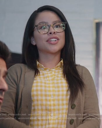 Mariana's yellow gingham print shirt on Good Trouble