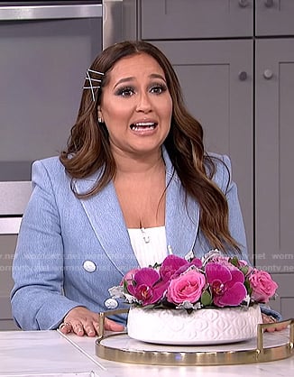 Adrienne's blue double breasted blazer on The Real
