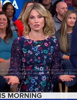 Amy's navy floral long sleeve dress on Good Morning America