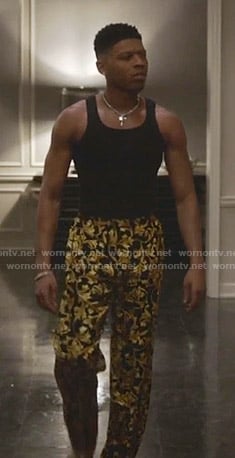 Hakeem's black and yellow printed pants on Empire