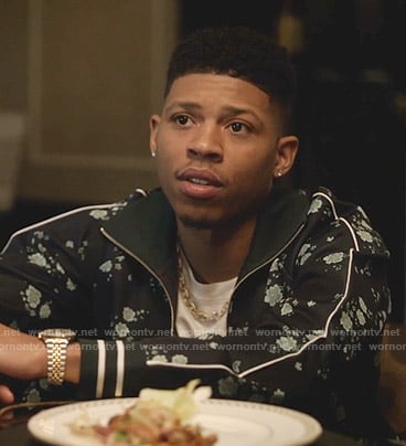 Hakeem's navy floral track jacket and pants on Empire
