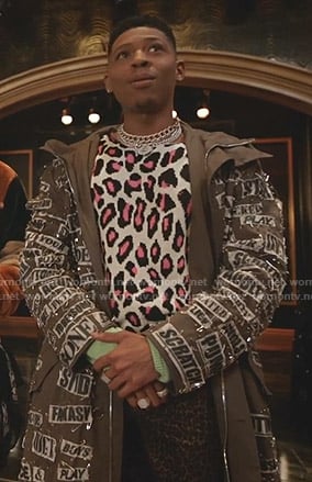 Hakeem's leopard sweater and safety pin coat on Empire