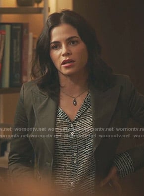 Julian's green geometric print blouse on The Resident
