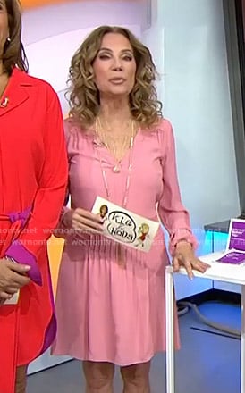 Kathie's pink v-neck long sleeve dress on Today
