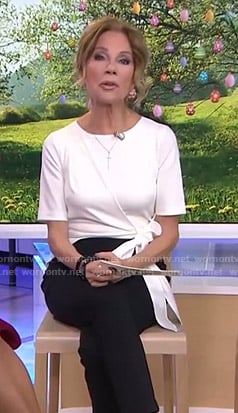 Kathie's black and white tie detail jumpsuit on Today