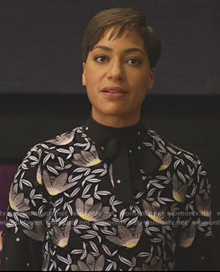 Lucca's floral lace top on The Good Fight
